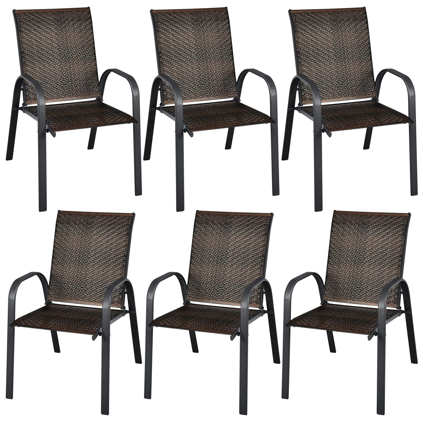 Tangkula Outdoor PE Wicker Stackable Chairs