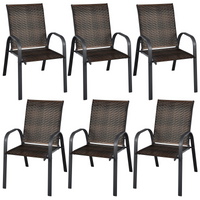 Tangkula Outdoor PE Wicker Stackable Chairs