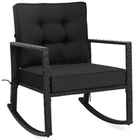 Tangkula Wicker Rocking Chair, Outdoor Glider Rattan Rocker Chair with Heavy-Duty Steel Frame
