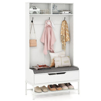 Tangkula 69 Inches Hall Tree, 4-in-1 Coat Rack with Bench and Shoe Storage, Seat Cushion