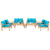 Tangkula Outdoor Conversation Sofa and Table Set with Water Resistant Cushions