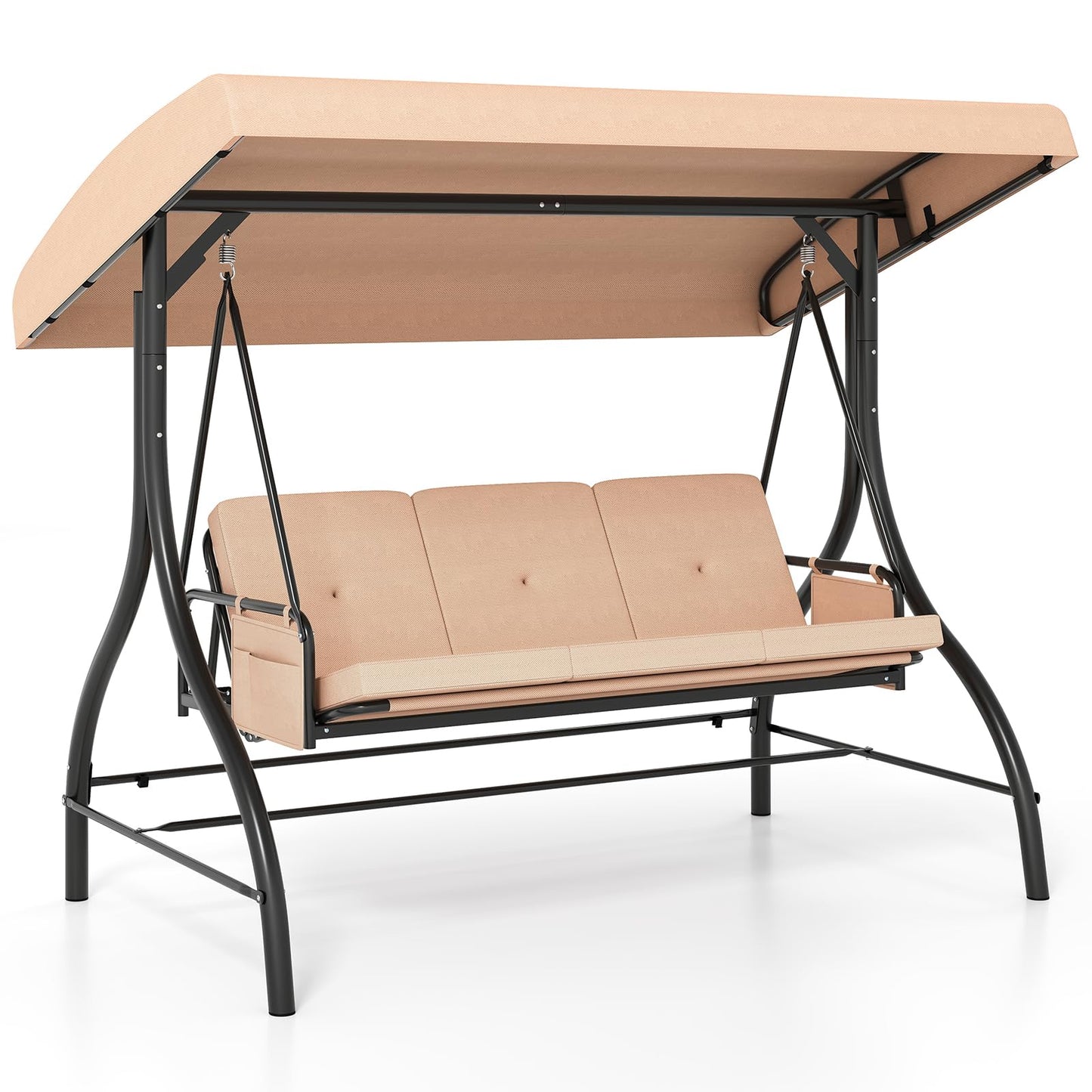 Tangkula 3 Person Porch Swing 2-in-1 Convertible Outdoor Swing