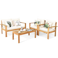 Tangkula Outdoor Conversation Sofa and Table Set with Water Resistant Cushions