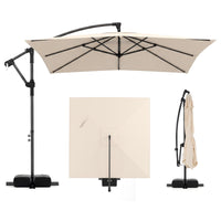 Tangkula 8x8 FT Patio Umbrella with Base Included Square Offset Cantilever 360 Degree Rotation