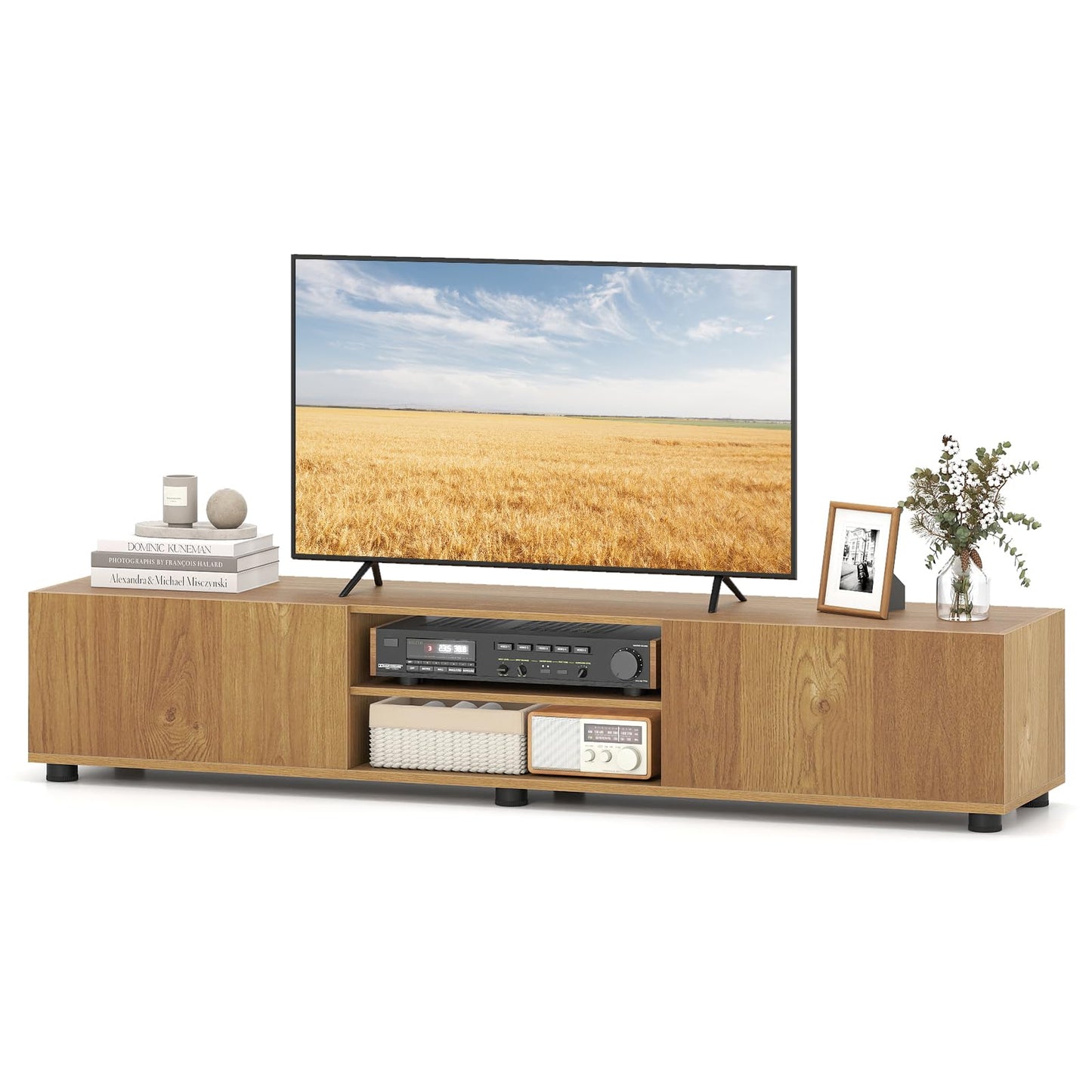 Tangkula Modern TV Stand for up to 70” TVs 63”L Minimalist Entertainment Center