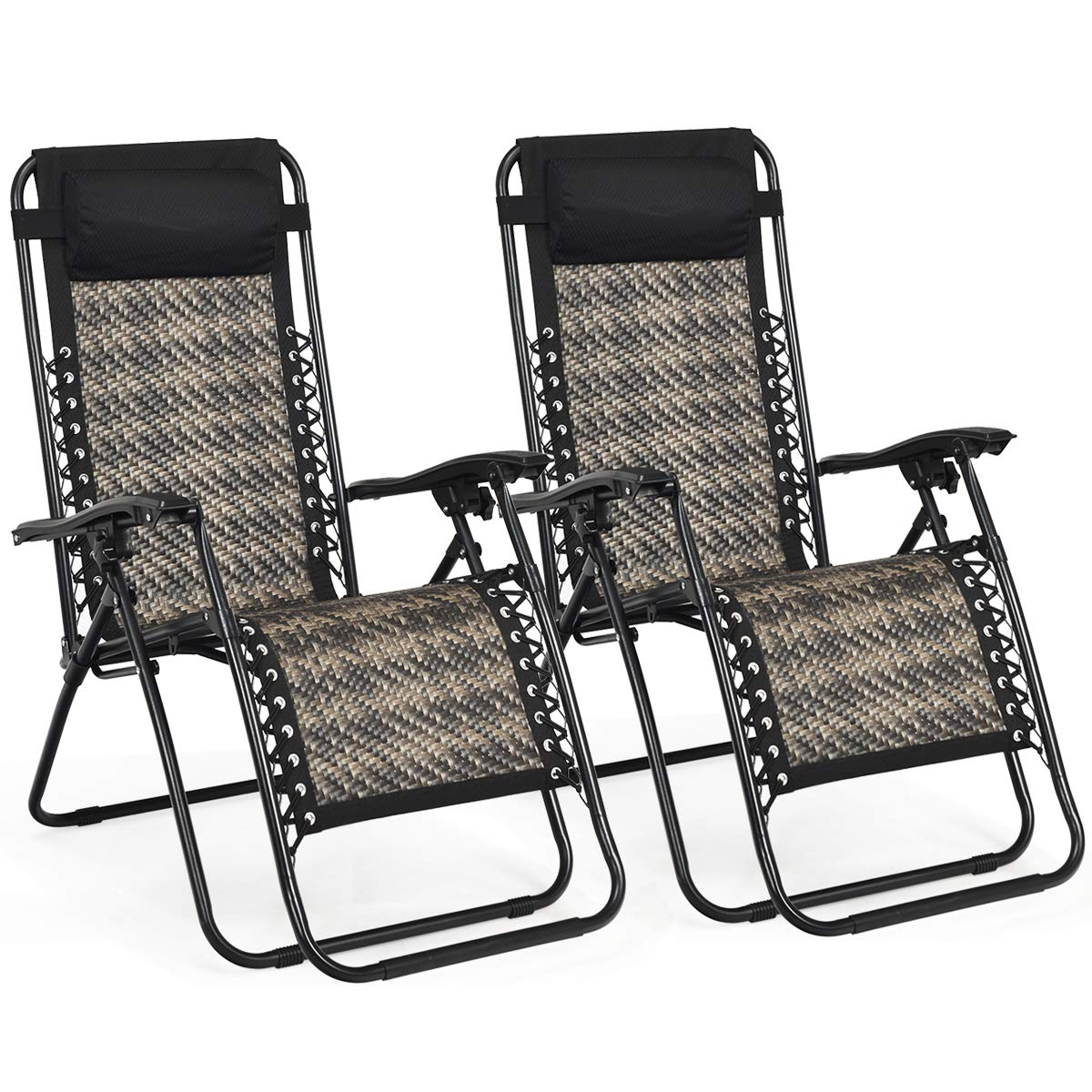 Tangkula Patio Rattan Zero Gravity Lounge Chair