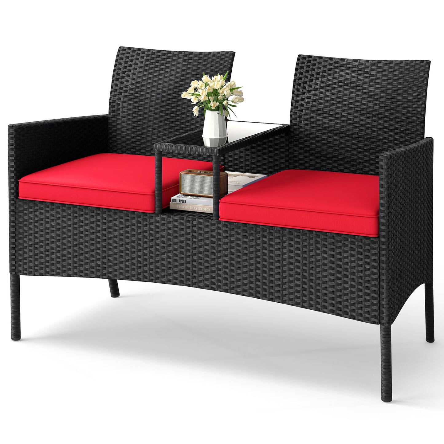 Causeuse de patio Tangkula avec table intégrée