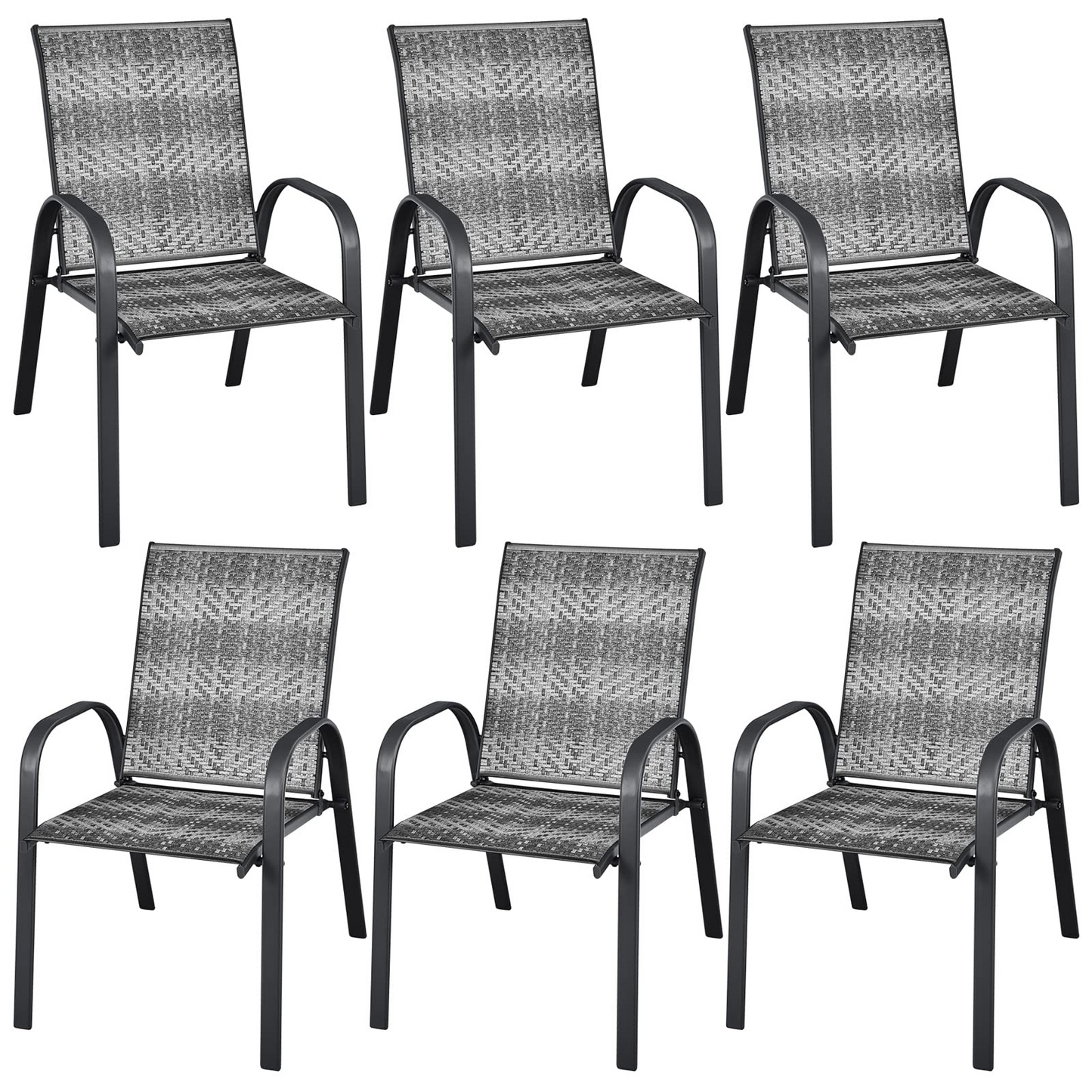 Tangkula Outdoor PE Wicker Stackable Chairs