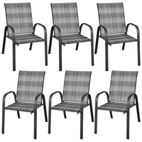 Tangkula Outdoor PE Wicker Stackable Chairs