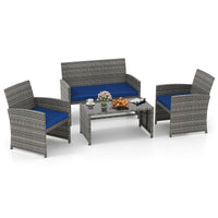 Tangkula 4 Piece Patio Wicker Furniture Set