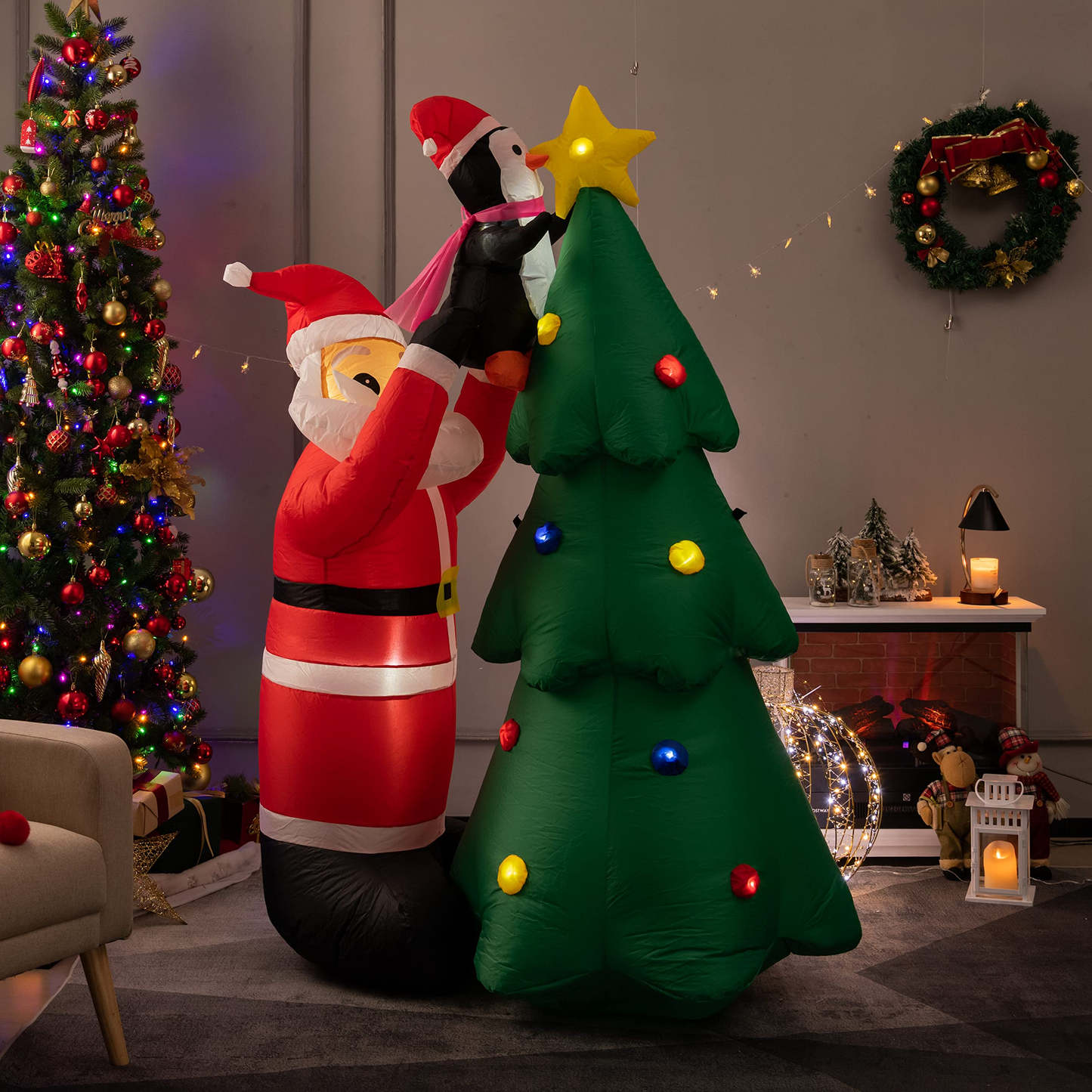 Tangkula Christmas Indoor Outdoor Inflatable Decoration for Yard Lawn