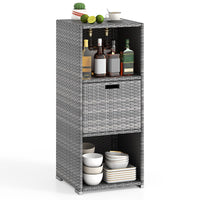 Tangkula Rattan Outdoor Storage Cabinet