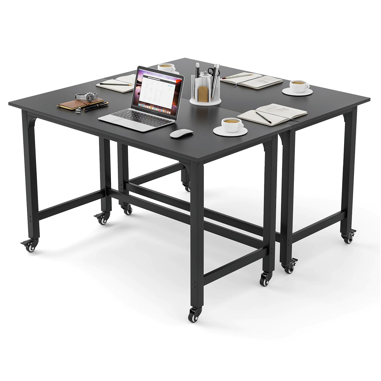 Mobile Computer Desk, Simple Style Rolling Home Office Desk Study Table Writing Desk