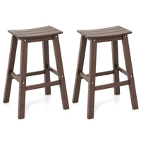 Tangkula Patio Bar Stools Set 29 Inch HDPE Bar Height Armless Saddle Stools with Curved Seat & Footrests