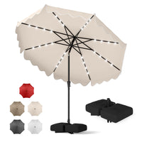 Tangkula 9 FT/10 FT Solar Patio Umbrella with Base Included 32 LED Lights