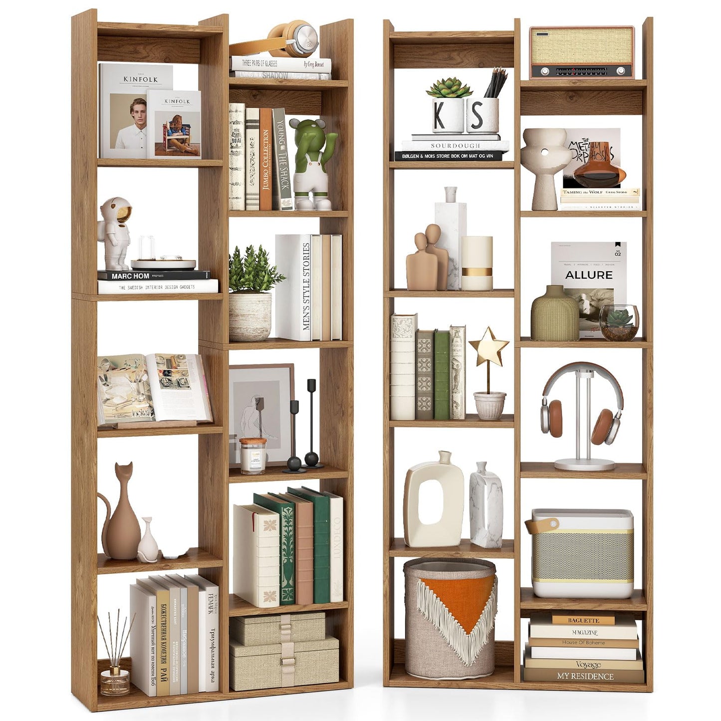 Tangkula Étagère de bibliothèque de 162,5 cm de hauteur sur pied ouverte (1/2)