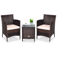 Outdoor Wicker Rattan Conversation Set - Tangkula
