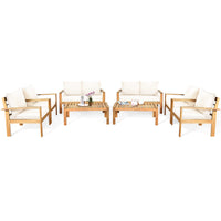 Tangkula Outdoor Conversation Sofa and Table Set with Water Resistant Cushions