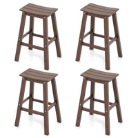 Tangkula Patio Bar Stools Set 29 Inch HDPE Bar Height Armless Saddle Stools with Curved Seat & Footrests