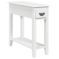 Tangkula Narrow End Table, Slim Side Table with Drawer and Open Shelf
