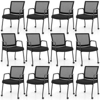 Tangkula Rolling Conference Room Chairs, Mobile Reception Chairs Office Guest Chairs with Integrated Armrests