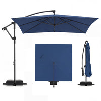 Tangkula 8x8 FT Patio Umbrella with Base Included Square Offset Cantilever 360 Degree Rotation
