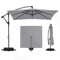 Tangkula 8x8 FT Patio Umbrella with Base Included Square Offset Cantilever 360 Degree Rotation