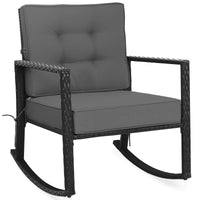 Tangkula Wicker Rocking Chair, Outdoor Glider Rattan Rocker Chair with Heavy-Duty Steel Frame
