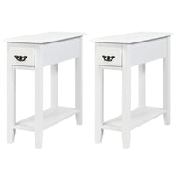 Tangkula Narrow End Table, Slim Side Table with Drawer and Open Shelf
