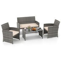Tangkula 4 Piece Patio Wicker Furniture Set