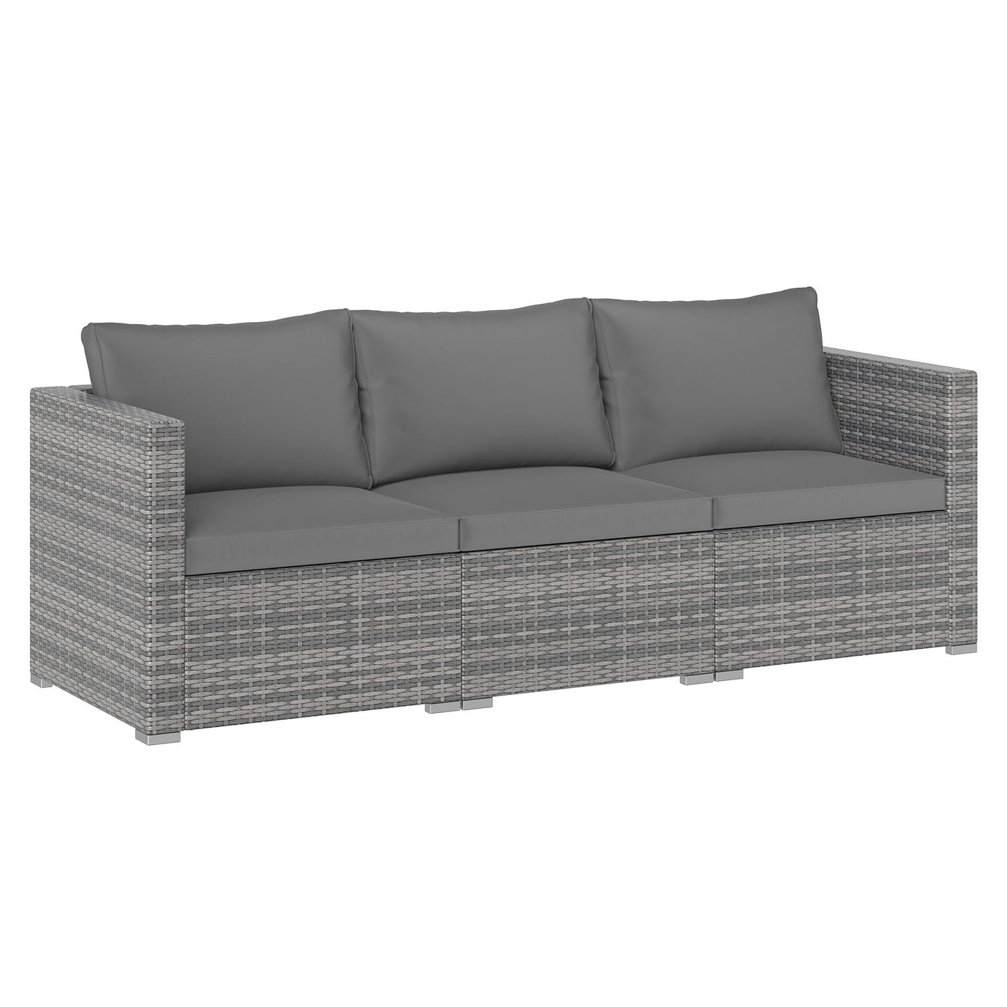 Tangkula 3 Seat Outdoor Modular PE Rattan Patio Cushioned Sectional Couch Furniture Set