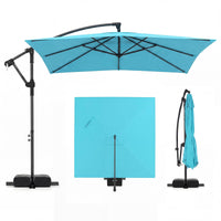 Tangkula 8x8 FT Patio Umbrella with Base Included Square Offset Cantilever 360 Degree Rotation