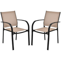 Tangkula Set of 2 Patio Dining Chairs, Outdoor Stackable Chairs with Armrests
