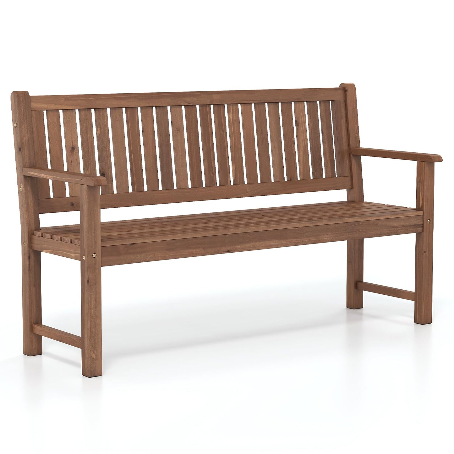 Tangkula 3-Seater Outdoor Wooden Bench | 59" Large Garden Bench with Backrest & Armrests