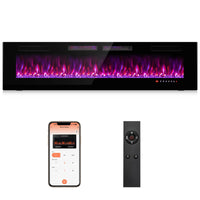 Tangkula 72 Inches Recessed & Wall Mounted WiFi Enabled Electric Fireplace