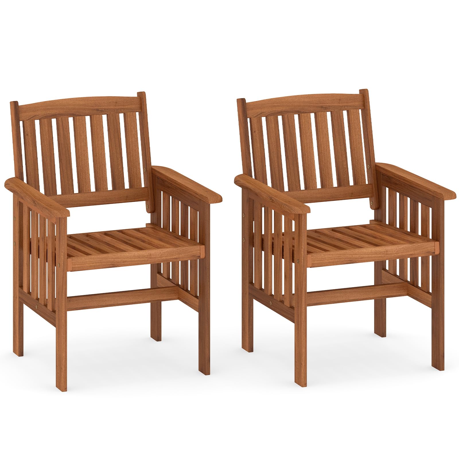 Tangkula Patio Wooden Dining Chairs Set of 2/4