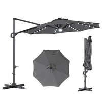 Tangkula 10ft Patio Umbrella | Offset Cantilever Square Outdoor Umbrella with 35 LED Lights