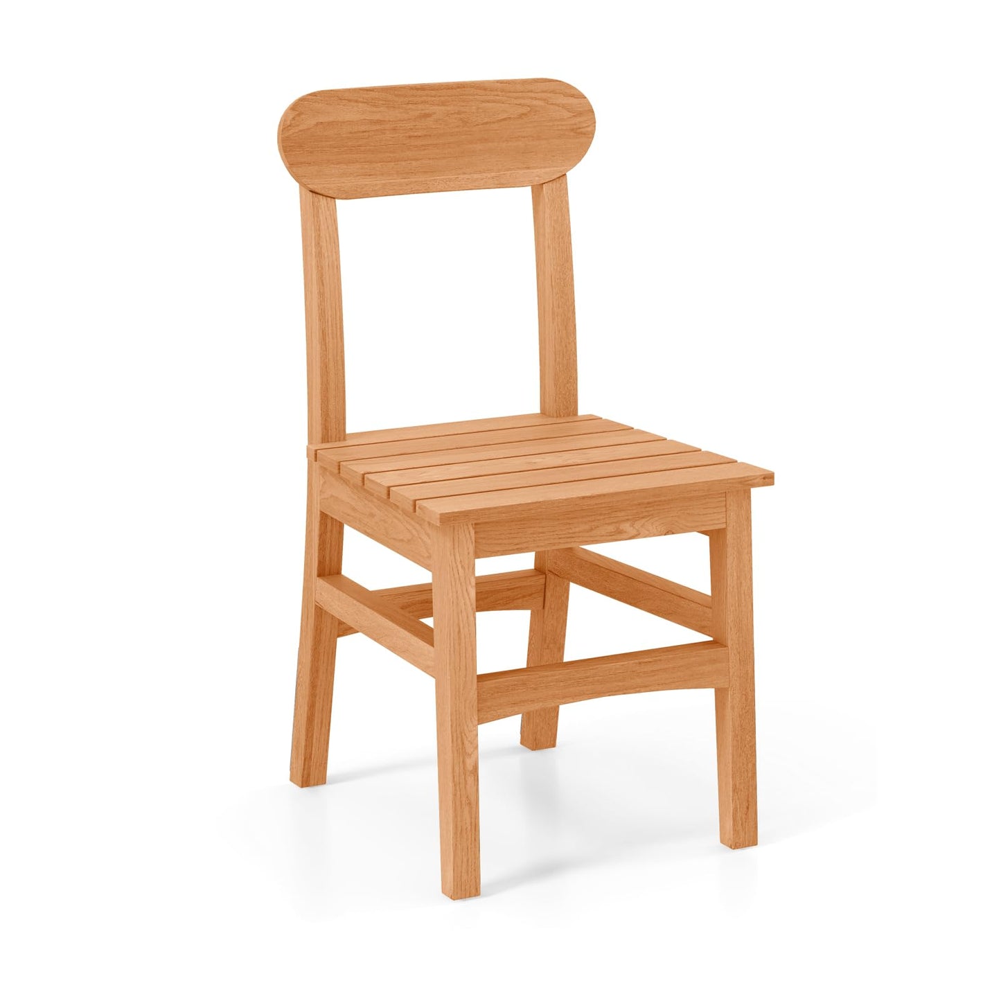 Tangkula Patio Teak Wood Chair Wooden Armless Dining Chair