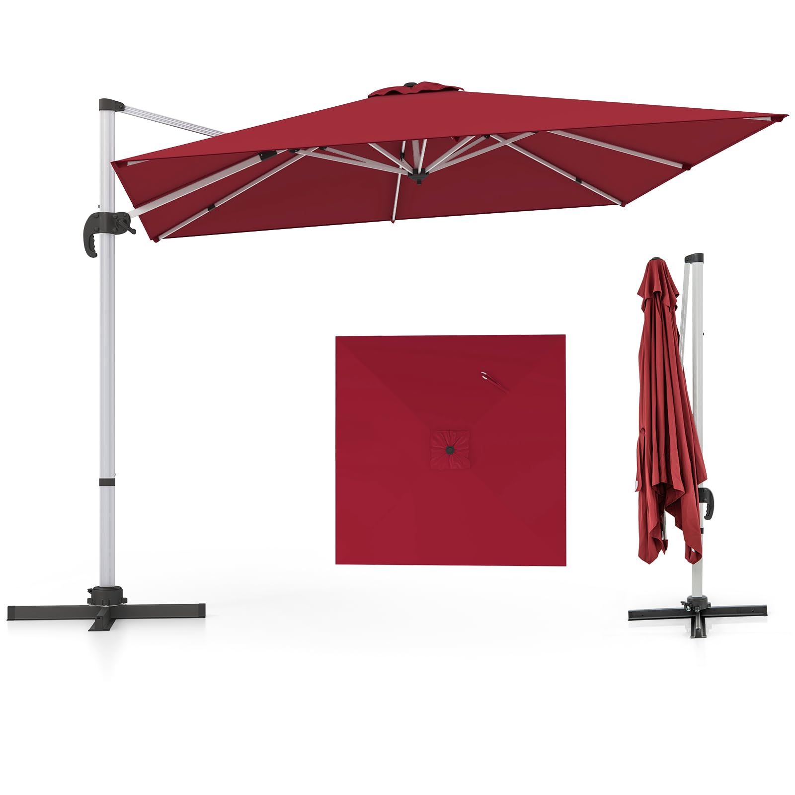 Tangkula 10 ft Square Patio Cantilever Umbrella