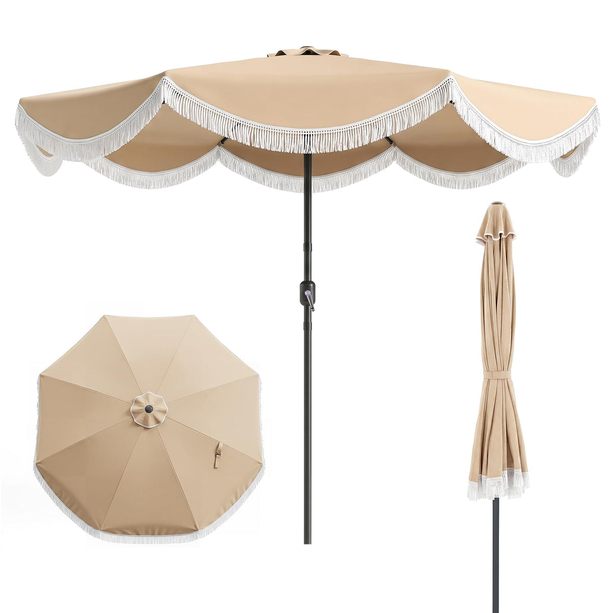 Tangkula 10 FT Patio Umbrella with Fringe