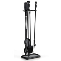 Tangkula 5-Piece Fireplace Tool Set, Heavy Duty Fire Wood Tool Set with Tong, Brush, Shovel, Poker, Stand