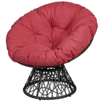 Tangkula Papasan Chair Rattan Ergonomic Chair w/ 360-degree Swivel and Soft Cushion, Solid Structure & Stable Base
