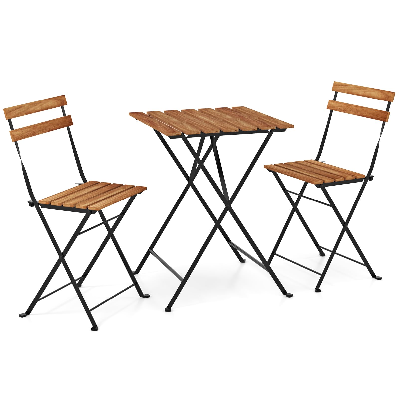 Tangkula 3 Pieces  Outdoor Square Patio Bistro Set