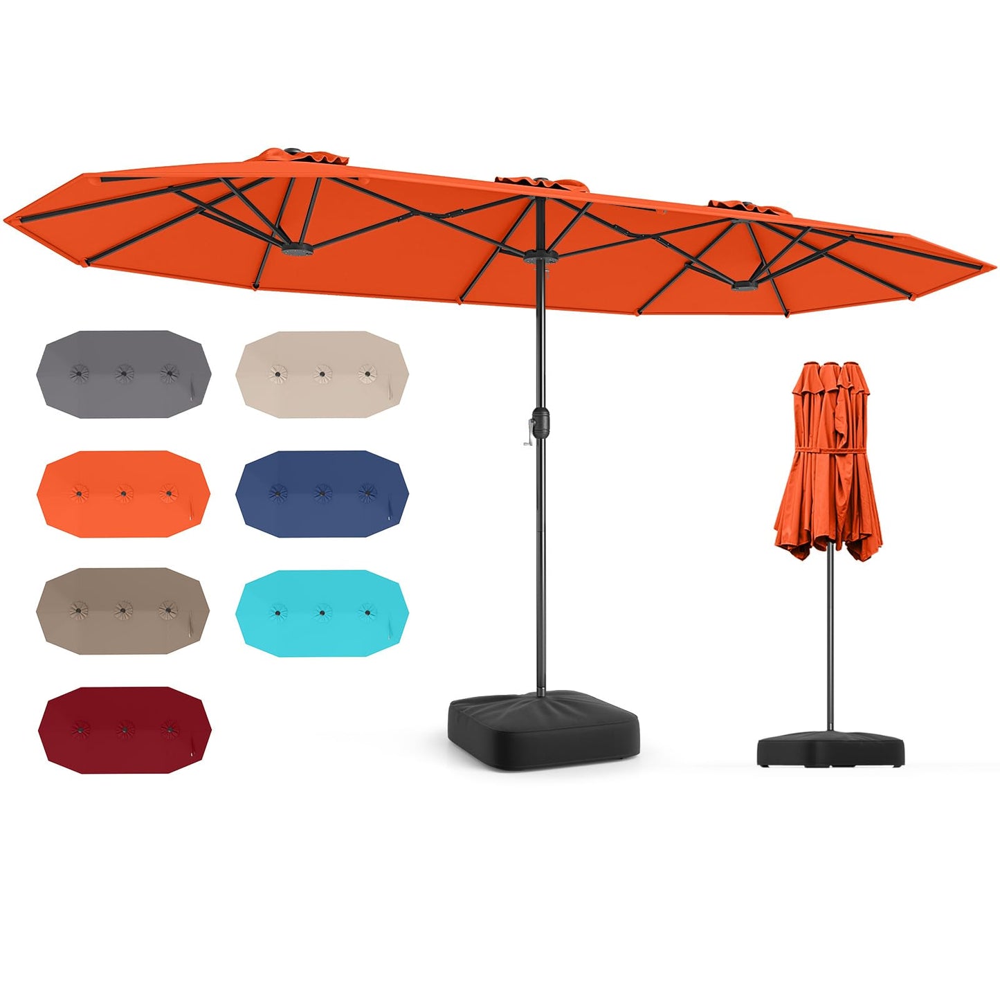 Tangkula 13FT Double-sided Patio Umbrella, Extra Large Twin Table Umbrella with Crank Handle