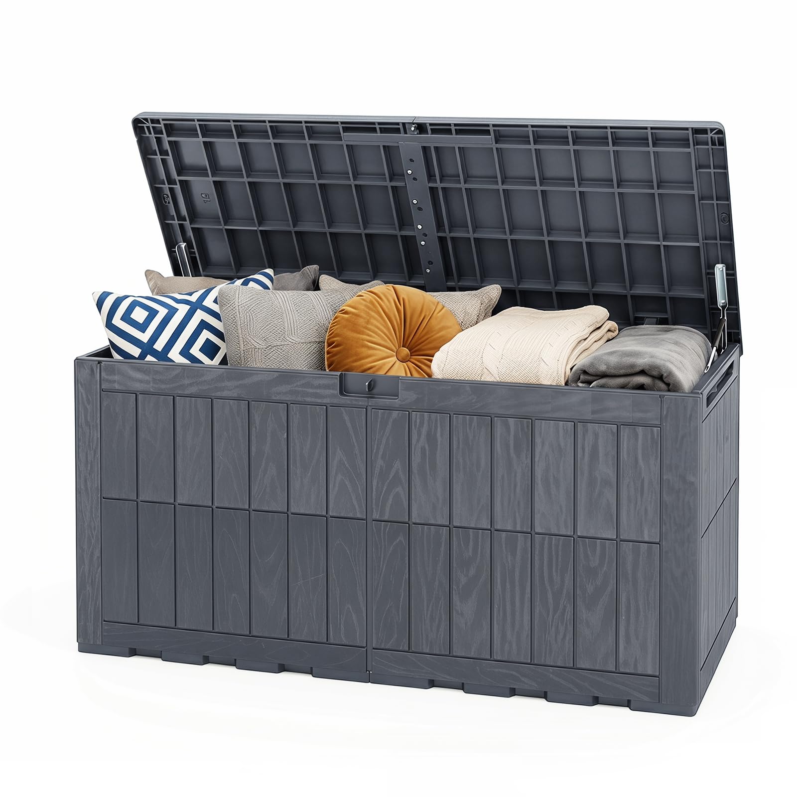 Tangkula 100/120/180 Gallon Waterproof Outdoor Storage Box with Lockable Lid