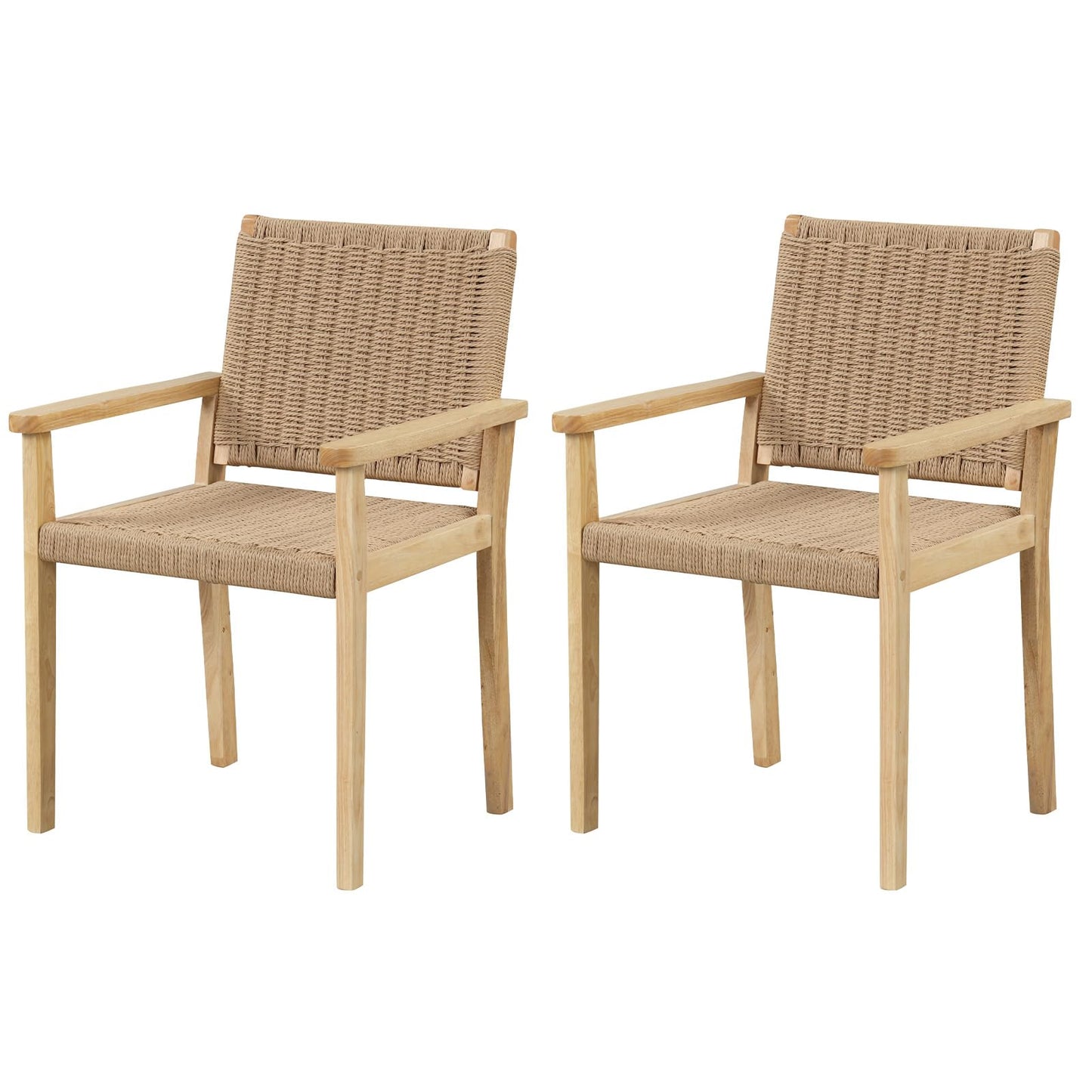 Tangkula Patio Dining Chairs w/Paper Rope Woven Seat
