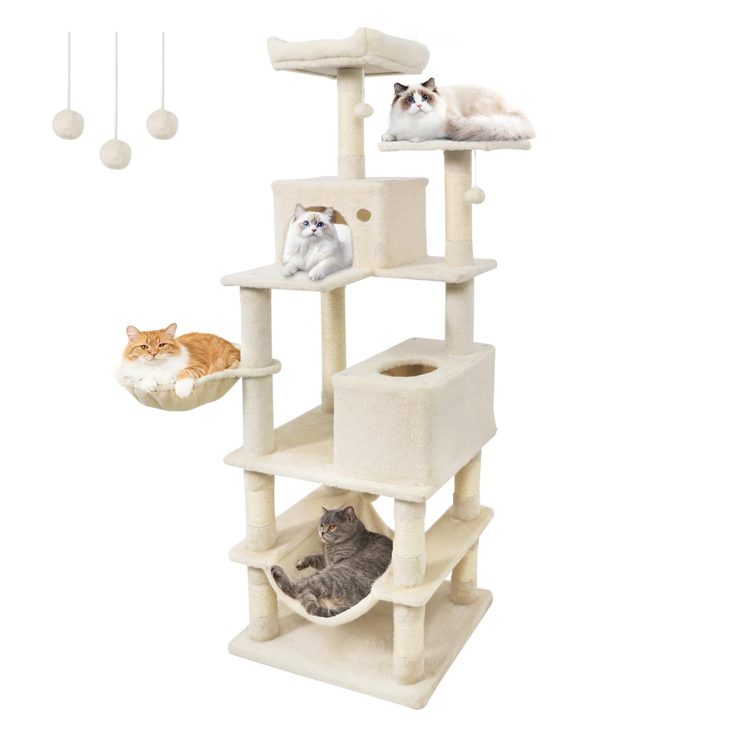 Tangkula Arbre à Chat Multi-Niveaux de 168 cm, Meuble d'Escalade pour Chats d'Intérieur