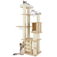 Tangkula Arbre à chat en bois multicouche de 71 po | Arbre à chat moderne pour chats d'intérieur adultes de grande taille