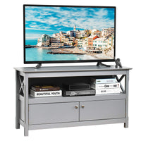 Wooden TV Stand for TVs Up to 50 Inch, X Shape Console Storage Cabinet