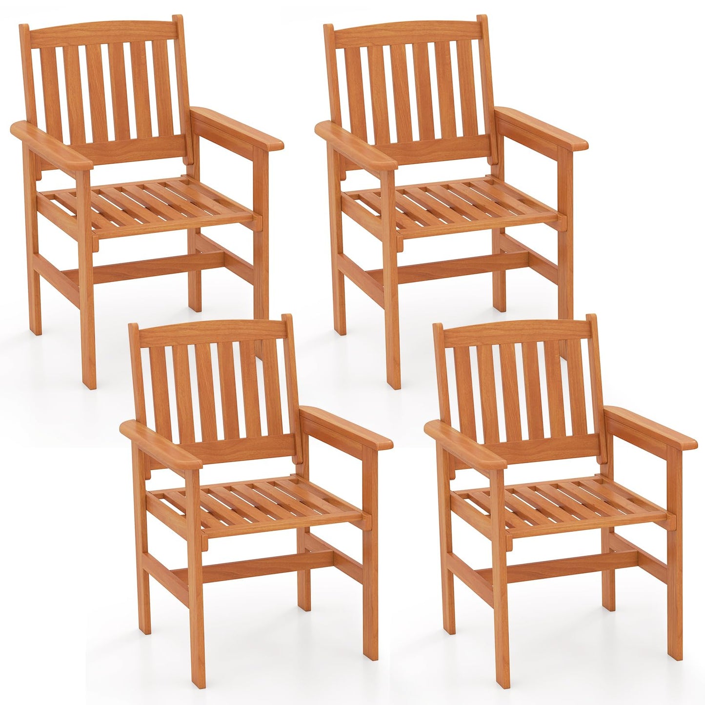 Tangkula Patio Chairs Set Outdoor Wooden Dining Chairs